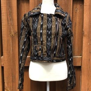 Urban Outfitters Western Rodeo Zip Moro Biker Jacket Small Pockets Snap